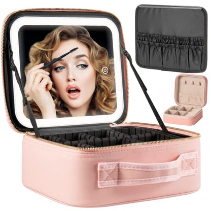 Smart LED Cosmetic Travel Makeup Bag with Mirror