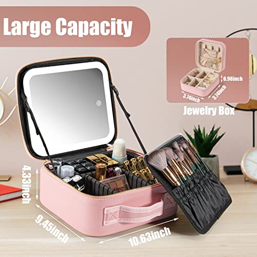 Smart LED Cosmetic Travel Makeup Bag with Mirror