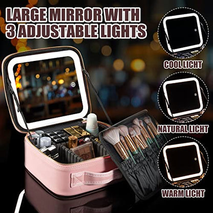 Smart LED Cosmetic Travel Makeup Bag with Mirror